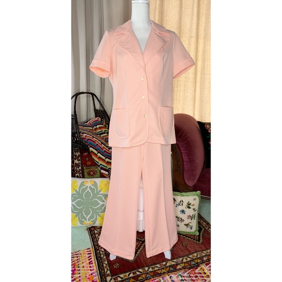 70s Polyester Flair Leg Suit - Picture 1 of 6